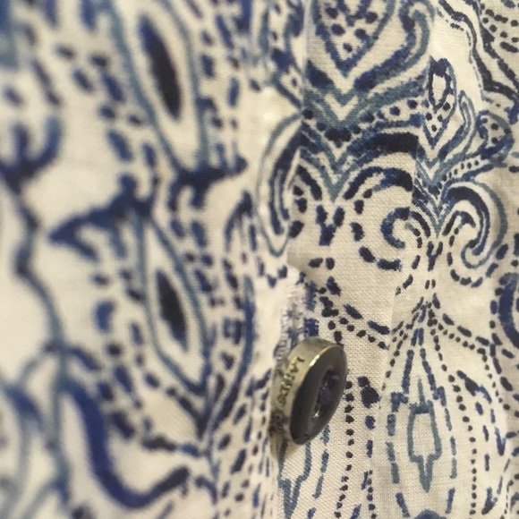 Lands End Blue Boho Shirt Tunic Shirt Button Dress - Picture 3 of 8